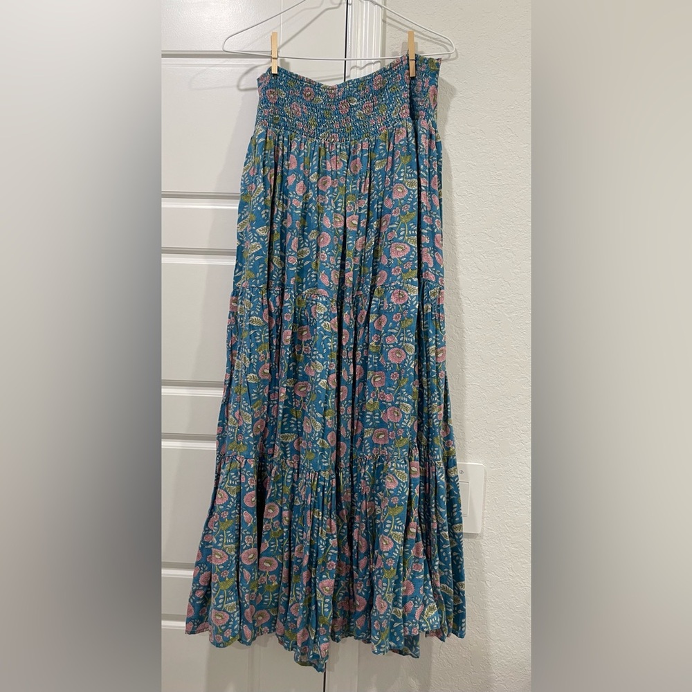 NATURAL LIFE Blue Floral Tiered Maxi Skirt - Picture 2 of 10